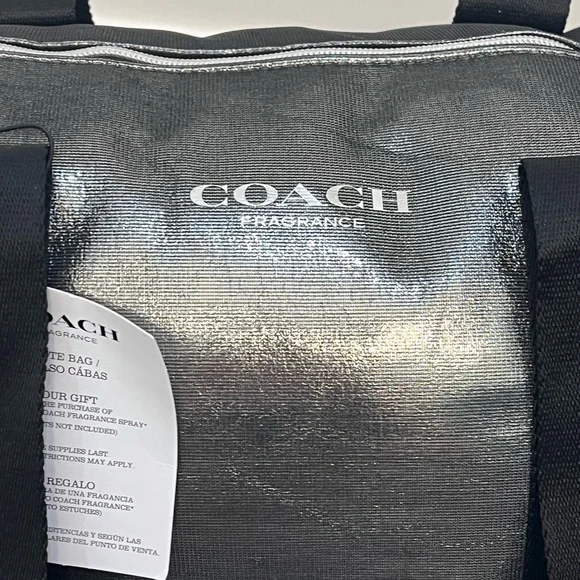 Coach Fragrance Tote Bag |  Metallic Silver Black | Overnight bag or Travel - Picture 3 of 7